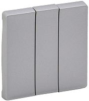 Лицевая панель Legrand Valena Life для 3-кл. выключателя алюминий картинка